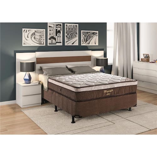 Cama Box Casal Ortobom Magnyfic com Ortopillow e Molas Ensacadas 65x138x188cm - Marrom/Bege Menor preço em Cama Box Casal Ortobom Magnyfic com Ortopillow e Molas Ensacadas 65x138x188cm - Marrom/Bege
