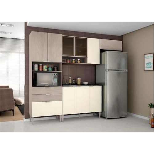Cozinha Completa Bartira Turmalina com 9 Portas, 3 Gavetas e 1 Balcão - 246,2cm de largura Menor preço em Cozinha Completa Bartira Turmalina com 9 Portas, 3 Gavetas e 1 Balcão - 246,2cm de largura