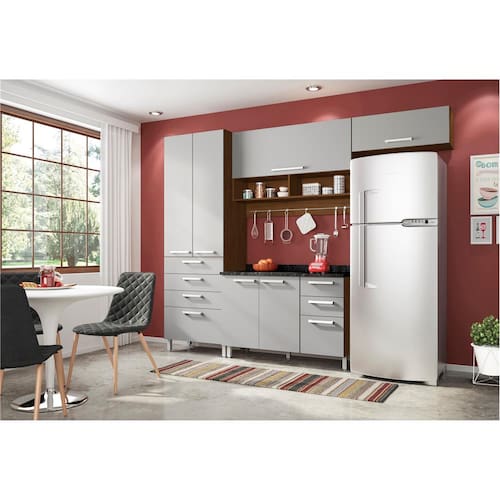 Cozinha Completa Bartira Topázio com 6 Portas e 7 Gavetas Menor preço em Cozinha Completa Bartira Topázio com 6 Portas e 7 Gavetas