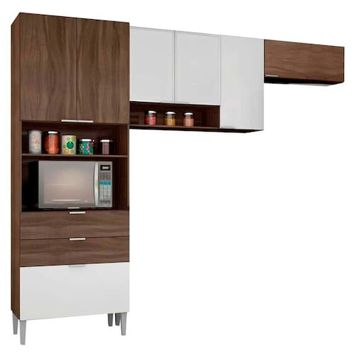 Cozinha Compacta Bartira Turmalina com 6 Portas e 3 Gavetas - 246,2cm de largura Menor preço em Cozinha Compacta Bartira Turmalina com 6 Portas e 3 Gavetas - 246,2cm de largura