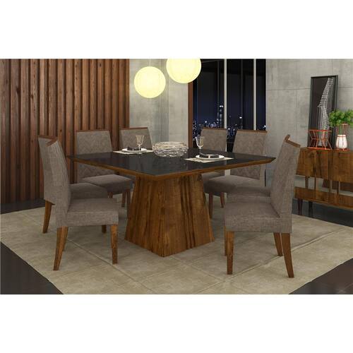 Mesa de Jantar DJ Móveis Raquel com 8 Cadeiras Áurea - Avelã/Marrom/Preta Menor preço em Mesa de Jantar DJ Móveis Raquel com 8 Cadeiras Áurea - Avelã/Marrom/Preta