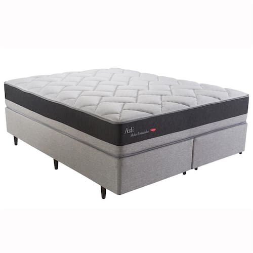 Cama Box King + Colchão Herval Asti com PillowTop One Side e Molas Ensacadas 69x193x203 cm - Cinza/Grafite Menor preço em Cama Box King + Colchão Herval Asti com PillowTop One Side e Molas Ensacadas 69x193x203 cm - Cinza/Grafite