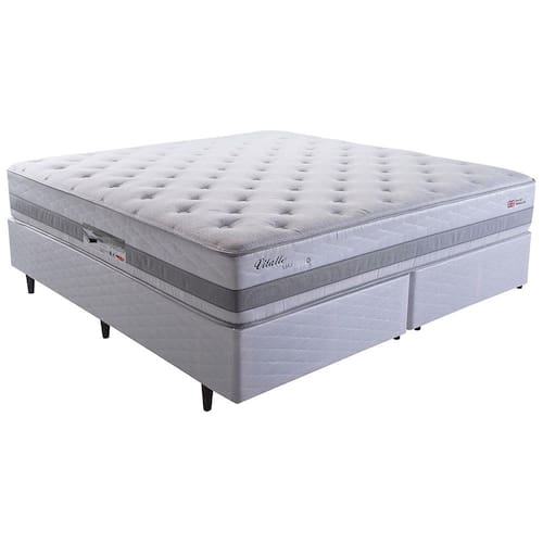 Cama Base Box King Size Herval Vitalle com Molas Maxpring 70x193x203cm - Cinza Menor preço em Cama Base Box King Size Herval Vitalle com Molas Maxpring 70x193x203cm - Cinza