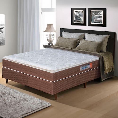 Cama Box Casal Umaflex Berlim com Pillow Top e Molas Ensacadas 72x138x188 cm - Castor/Branca Menor preço em Cama Box Casal Umaflex Berlim com Pillow Top e Molas Ensacadas 72x138x188 cm - Castor/Branca