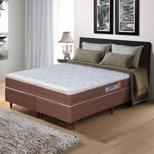 Cama Box Queen Size Umaflex Berlim com Molas Ensacadas 62x158x198cm - Castor/Branco Menor preço em Cama Box Queen Size Umaflex Berlim com Molas Ensacadas 62x158x198cm - Castor/Branco