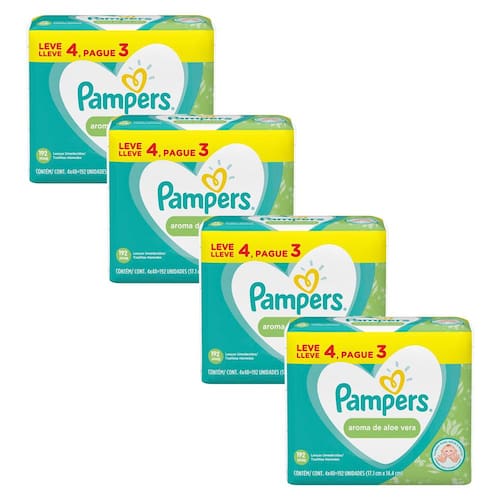 Lenços Umedecidos Pampers Aroma de Aloe Vera – Kit com 768 Unidades Menor preço em Lenços Umedecidos Pampers Aroma de Aloe Vera – Kit com 768 Unidades