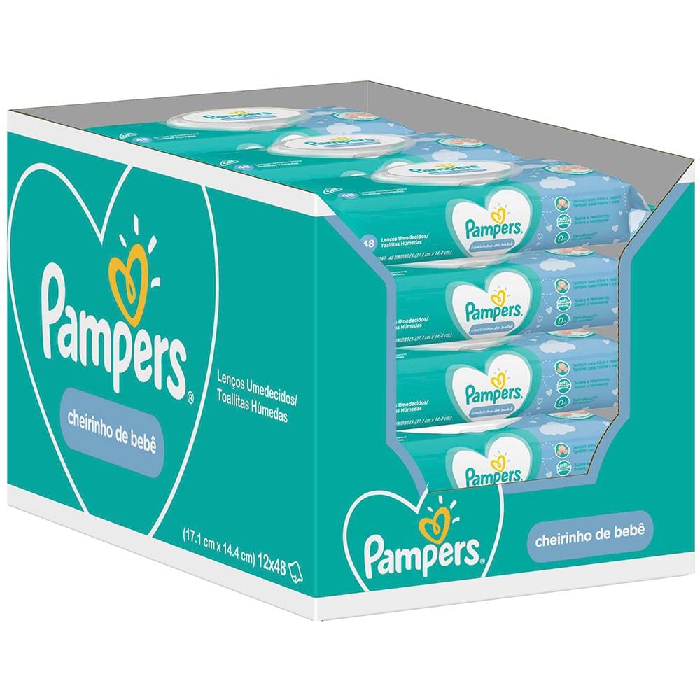 Lenços Umedecidos Pampers Cheirinho de Bebê - 576 Unidades