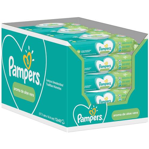 Lenços Umedecidos Pampers Aroma de Aloe Vera - 576 Unidades Menor preço em Lenços Umedecidos Pampers Aroma de Aloe Vera - 576 Unidades