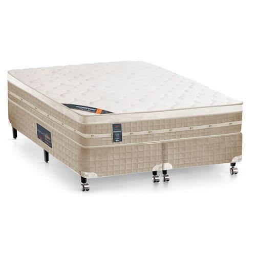 Cama Box King Size Castor Premium com Mola Tecnopedic 69x193x203cm – Branco/Bege Menor preço em Cama Box King Size Castor Premium com Mola Tecnopedic 69x193x203cm – Branco/Bege