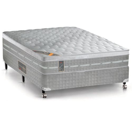 Menor preço em Cama Box Casal Castor Premium Gel com Molas Ensacadas 71x138x188cm – Branco/Cinza