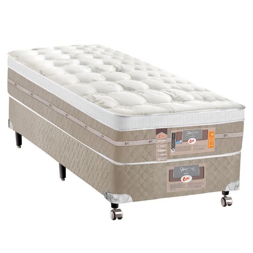 Menor preço em Cama Box Solteiro Castor Silver Star Air com Mola Pocket 71x88x188cm – Branco/Bege