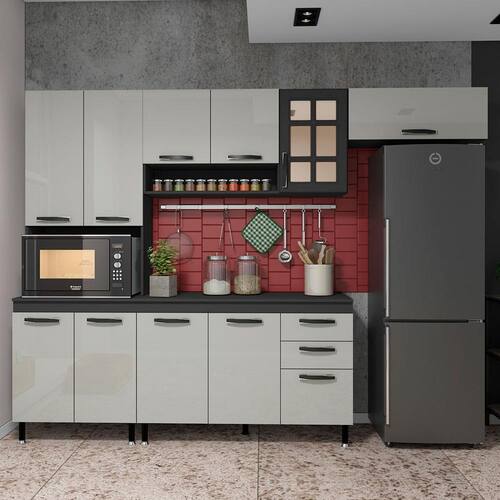 Cozinha Completa Indekes Provence com 11 Portas, 2 Gavetas e 4 Prateleiras - 270cm de largura - Chumbo/Off White é boa?