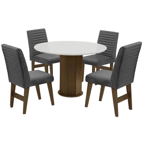 Mesa de Jantar com 4 Cadeiras Dobuê Turim com Assento em Tecido Bordado Menor preço em Mesa de Jantar com 4 Cadeiras Dobuê Turim com Assento em Tecido Bordado