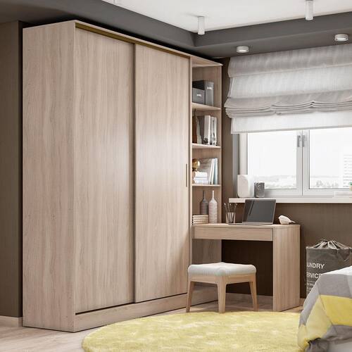 Guarda-Roupa Demóbile Escócia Flex Solteiro 2 Peças com 2 Portas de Correr e 4 Gavetas