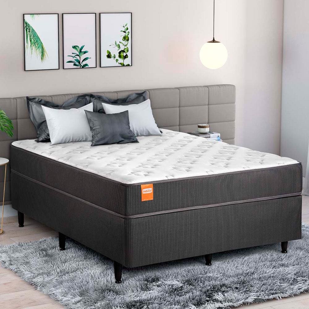 Cama Box de Casal Inducol Lexus com Molas Ensacadas 65 x 138 x 188cm - Chumbo