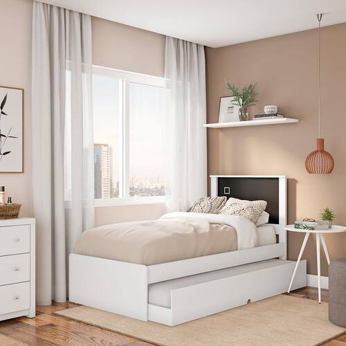 Cama de Solteiro Tebarrot Barcelona com Cama Auxiliar, Painel e Cabeceira Menor preço em Cama de Solteiro Tebarrot Barcelona com Cama Auxiliar, Painel e Cabeceira