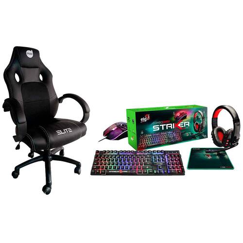 Cadeira Gamer Dazz Elite com Apoio de Braço + Combo Gamer 4 em 1 ELG Striker Menor preço em Cadeira Gamer Dazz Elite com Apoio de Braço + Combo Gamer 4 em 1 ELG Striker
