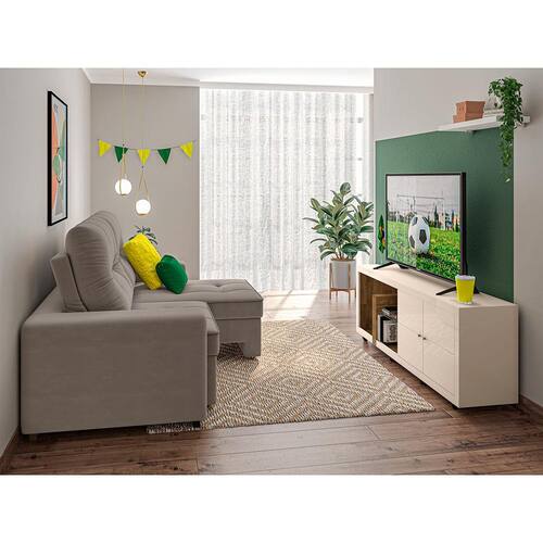 Sofá 4 Lugares Linoforte Dublin Retrátil/Reclinável com Ponto