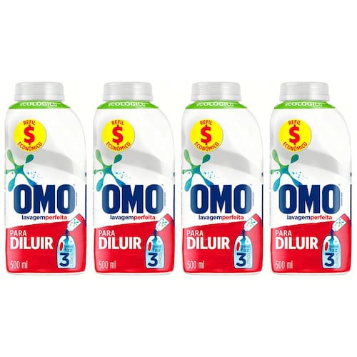 Sabão Líquido Omo Concentrado Lavagem Perfeita 500ml - 4 Unidades Menor preço em Sabão Líquido Omo Concentrado Lavagem Perfeita 500ml - 4 Unidades