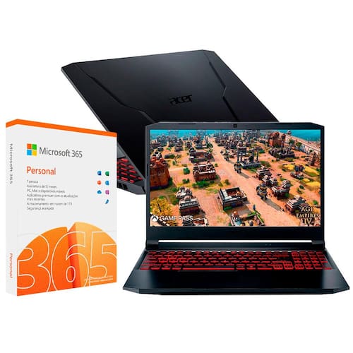 Notebook Gamer Acer NVIDIA GeForce GTX 1650 Core i5-11400H 8GB 1TB 256GB SSD Nitro 5 AN515-57-579B + Microsoft 365 Personal com 1TB na Nuvem Menor preço em Notebook Gamer Acer NVIDIA GeForce GTX 1650 Core i5-11400H 8GB 1TB 256GB SSD Nitro 5 AN515-57-579B + Microsoft 365 Personal com 1TB na Nuvem