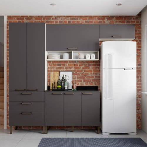 Cozinha Compacta Bartira Veneza com 7 Portas, 3 Gavetas e 5 Prateleiras - 250,8cm de largura Menor preço em Cozinha Compacta Bartira Veneza com 7 Portas, 3 Gavetas e 5 Prateleiras - 250,8cm de largura