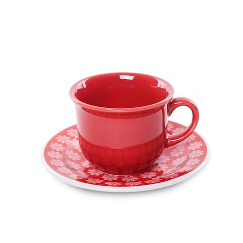 Menor preço em Xícara De Chá Floreal Renda 200 Ml Vermelho Oxford