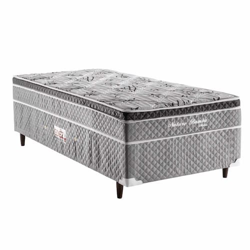 Cama Box Conjugada Solteiro Herval Nature com Pillow Inn e Molas Bonnel 56x88x188cm - Cinza/Branco Floral Menor preço em Cama Box Conjugada Solteiro Herval Nature com Pillow Inn e Molas Bonnel 56x88x188cm - Cinza/Branco Floral