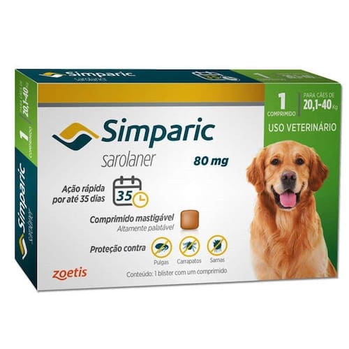 Simparic Anti Pulgas e Carrapatos Cães 20,1 A 40 Kg - 80 mg 01 Comprimido - Zoetis é ruim? Simparic Anti Pulgas e Carrapatos Cães 20,1 A 40 Kg - 80 mg 01 Comprimido - Zoetis é boa?