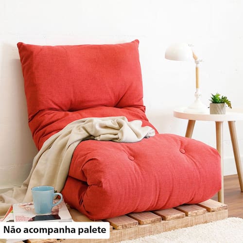 Futon Colchonete Dobrável Solteiro Vermelho Menor preço em Futon Colchonete Dobrável Solteiro Vermelho