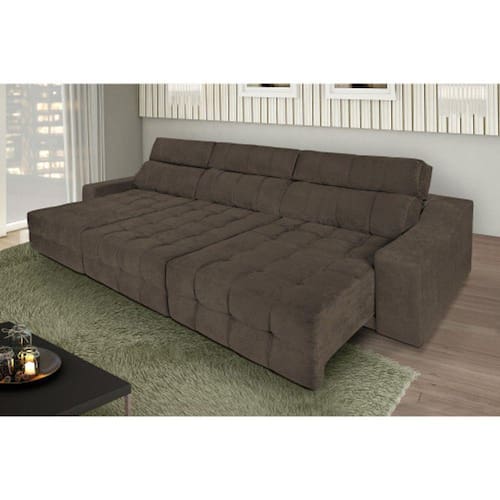 Sofá 6 Lugares Connect Retrátil e Reclinável Suede Amassado 3.50m Menor preço em Sofá 6 Lugares Connect Retrátil e Reclinável Suede Amassado 3.50m