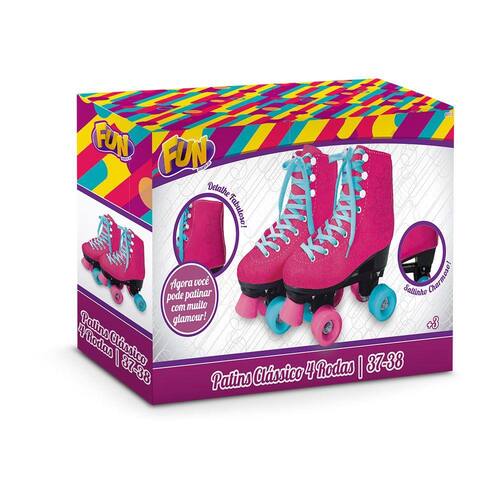 Patins Clássico Rosa 4 Rodas 37/38 - Fun Divirta-se Menor preço em Patins Clássico Rosa 4 Rodas 37/38 - Fun Divirta-se