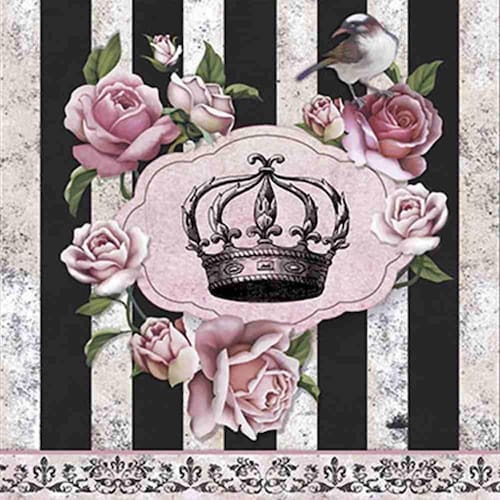Menor preço em Papel Decoupage Adesiva Litoarte DA20-021 20x20cm Coroa com Rosas Litoarte