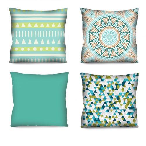 Conjunto de almofadas Geometricos Azuis Claro 42x42 4 Peças CJ-ALM-36 Menor preço em Conjunto de almofadas Geometricos Azuis Claro 42x42 4 Peças CJ-ALM-36