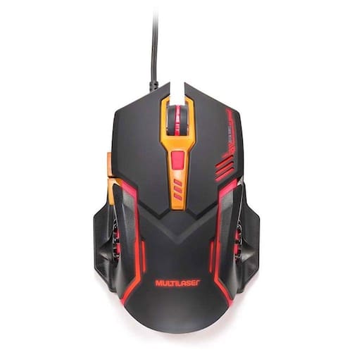 Mouse Gamer Multilaser 2400DPI Preto e Laranja com LED MO270 Menor preço em Mouse Gamer Multilaser 2400DPI Preto e Laranja com LED MO270