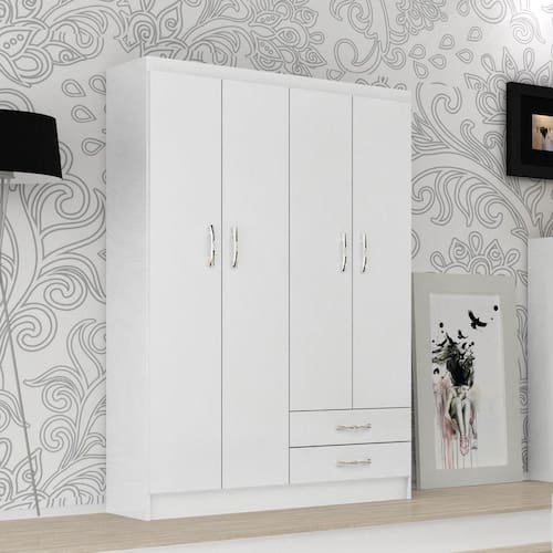 Guarda Roupa Solteiro 4 Portas 2 Gavetas Atalaia Evidência Móveis Menor preço em Guarda Roupa Solteiro 4 Portas 2 Gavetas Atalaia Evidência Móveis