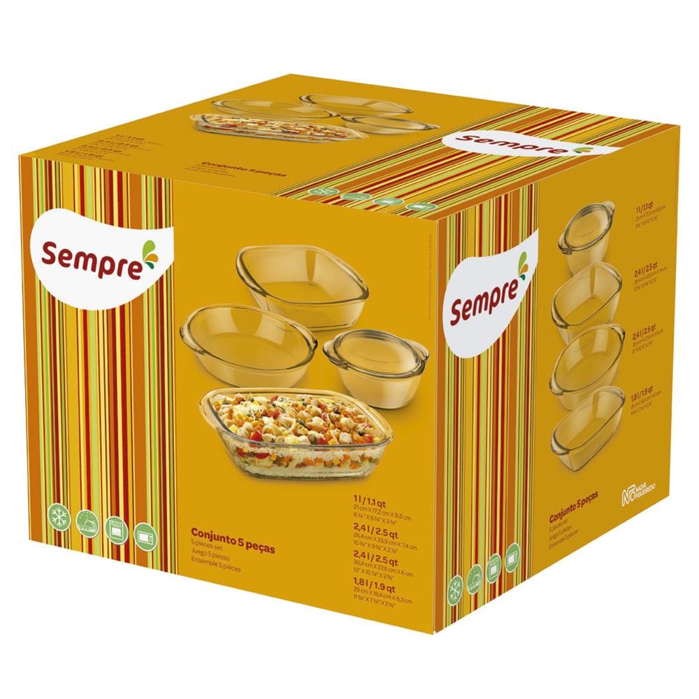 Conjunto de Assadeiras Refratárias Sempre – 5 Peças