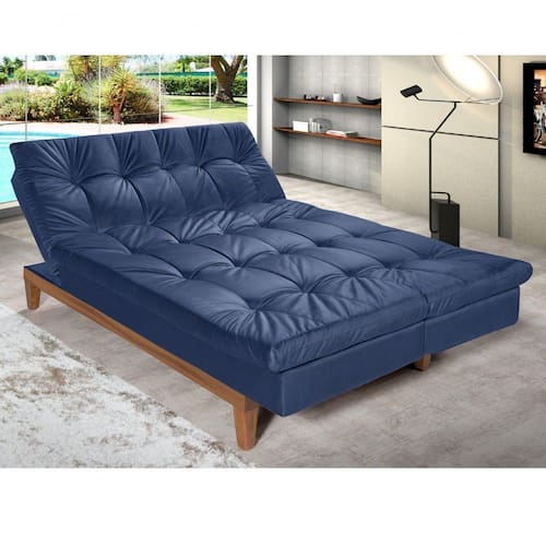 Sofá Cama 3 Lugares 5 Posições Versátil Madero Império Estofados Azul Marinho Menor preço em Sofá Cama 3 Lugares 5 Posições Versátil Madero Império Estofados Azul Marinho