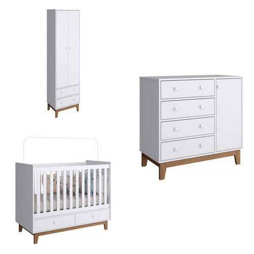 Quarto de Bebê Completo com Berço, Cômoda e Guarda Roupa Bob Menor preço em Quarto de Bebê Completo com Berço, Cômoda e Guarda Roupa Bob