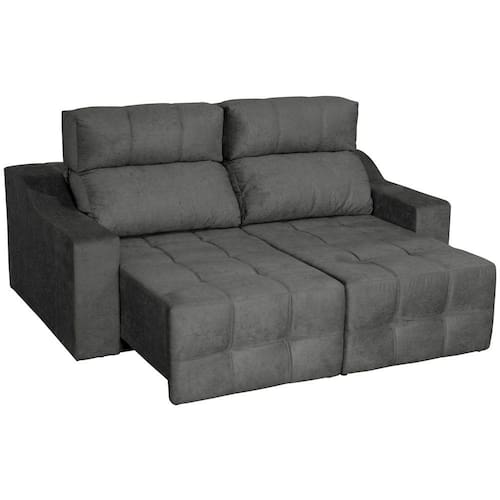 Sofá 3 Lugares Connect Slim Retrátil E Reclinável Suede Amassado - Cinza 1,90m Menor preço em Sofá 3 Lugares Connect Slim Retrátil E Reclinável Suede Amassado - Cinza 1,90m