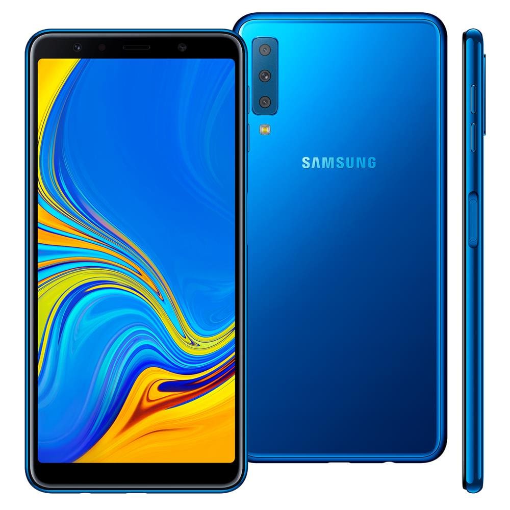 Smartphone Samsung Galaxy A7 Azul 64GB, 4GB RAM, Tela infinita de 6\