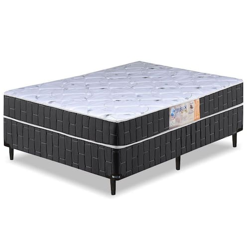 Cama Box Casal Conjugado Granada Umaflex Preto / Branco Flor