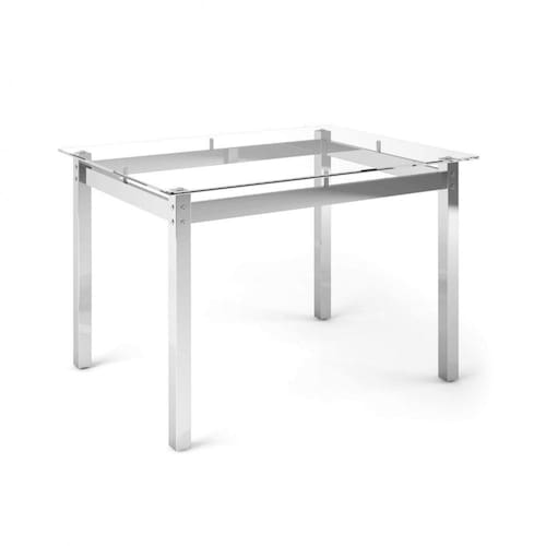 Mesa Retangular com Tampo de Vidro 4 Lugares Tokio Art Panta Cromado Menor preço em Mesa Retangular com Tampo de Vidro 4 Lugares Tokio Art Panta Cromado