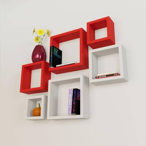 Nicho Decorativo Mdf Kit 6 Unidades - Cor Vermelho E Branco Menor preço em Nicho Decorativo Mdf Kit 6 Unidades - Cor Vermelho E Branco