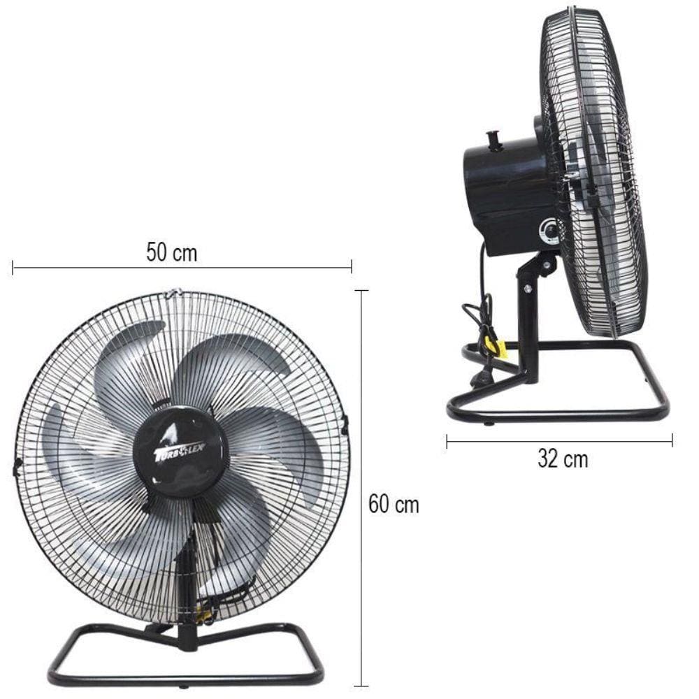 Kit 2 Ventilador Coluna 50cm Bivolt 200W Industrial Turbo Turbão 6 Pás 120  Fios GF Vitalex Preto - BEST SALE SHOP