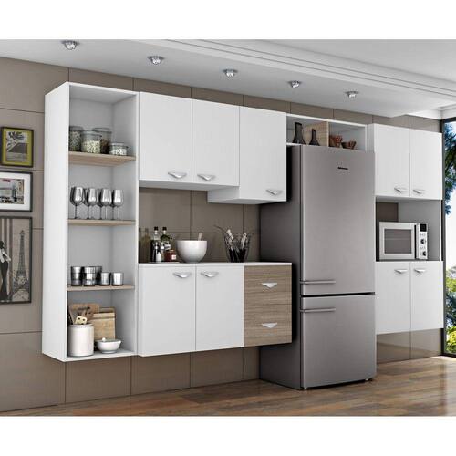 Cozinha Completa 5 Peças 5 Portas Anabela com Paneleiro Duplo Suspenso Anita Yescasa Branco/Nogueira Menor preço em Cozinha Completa 5 Peças 5 Portas Anabela com Paneleiro Duplo Suspenso Anita Yescasa Branco/Nogueira