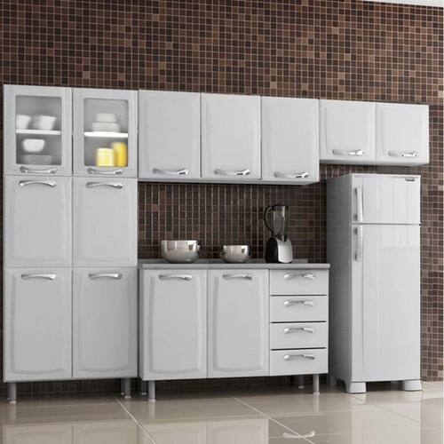 Cozinha Itatiaia Premium Compacta 4 Peças 2 Vidros Balcão / Gabinete com 3 gavetas Menor preço em Cozinha Itatiaia Premium Compacta 4 Peças 2 Vidros Balcão / Gabinete com 3 gavetas