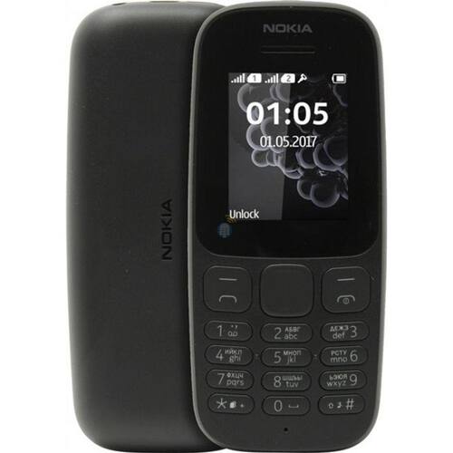 Celular Nokia 105 Dual Chip + Rádio FM + Lanterna + Jogos pré-instalados -  Preto - NK093