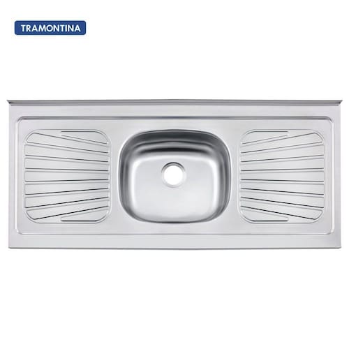 Pia de cozinha em aço inox 120 x 52 cm - New Raggi 40 - Tramontina Menor preço em Pia de cozinha em aço inox 120 x 52 cm - New Raggi 40 - Tramontina