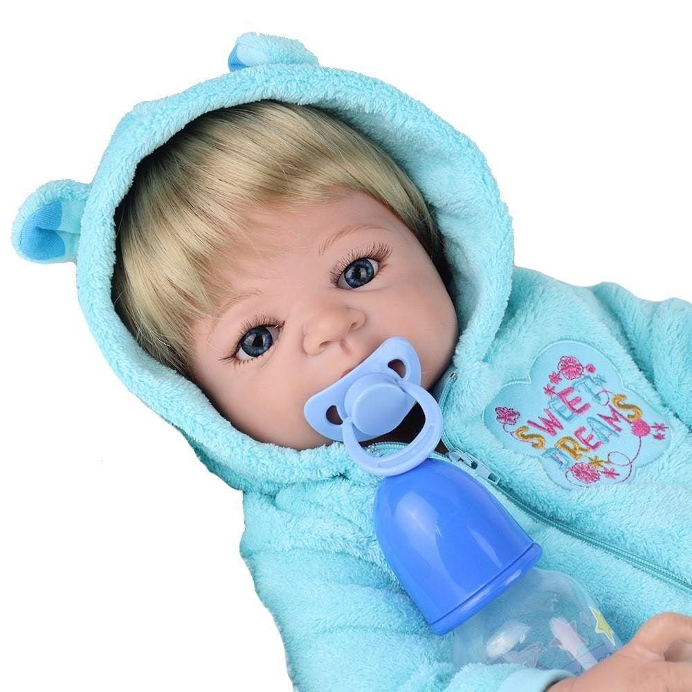 Bebê Reborn menino corpo inteiro em silicone 55cm