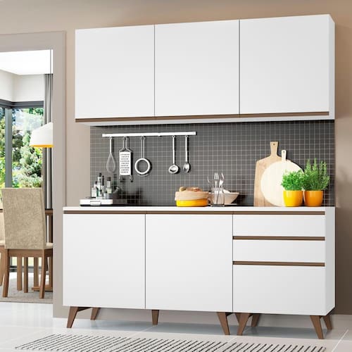 Cozinha Compacta Madesa Reims com Balcão - 5 Portas 3 Gavetas Menor preço em Cozinha Compacta Madesa Reims com Balcão - 5 Portas 3 Gavetas